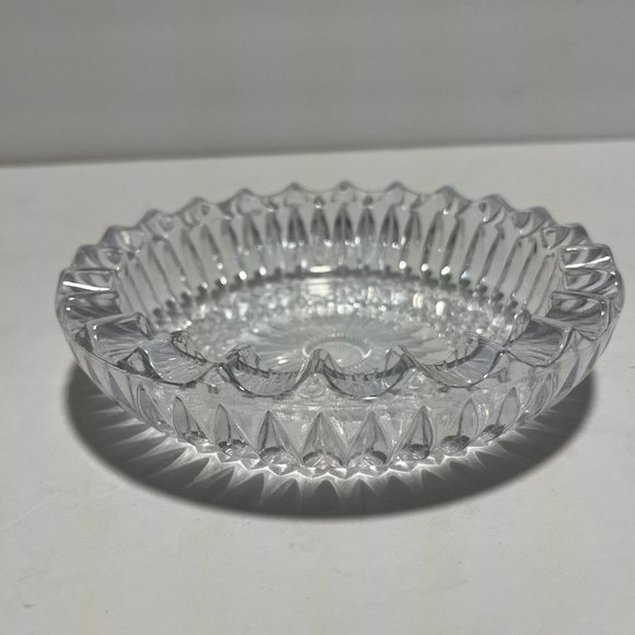 Ashtray Cut Lead Crystal Trinket Dish Cigar Cigarette 6.5" Vintage Collectible - Picture 1 of 6